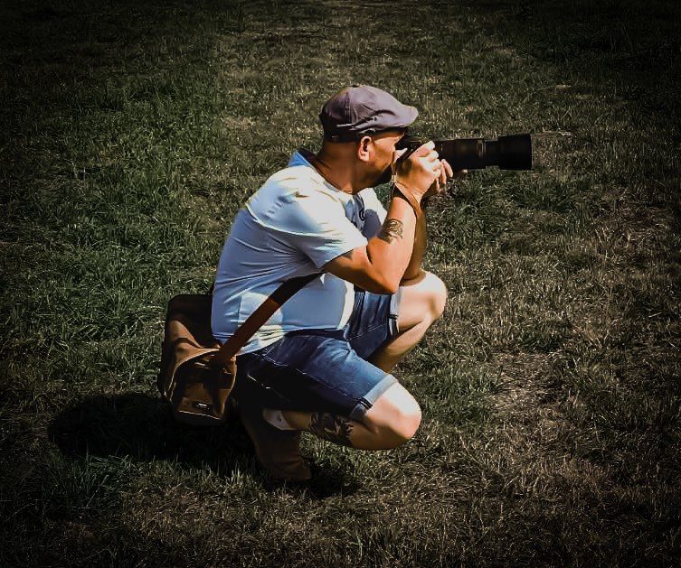 Mark Rosvall photographing outdoors
